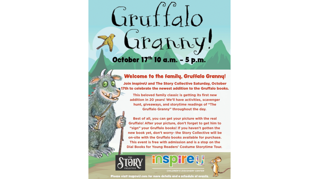 Gruffalo Granny Release Party at inspireU Children's Discovery Center in St. Joseph, Missouri, on October 17, 2026.