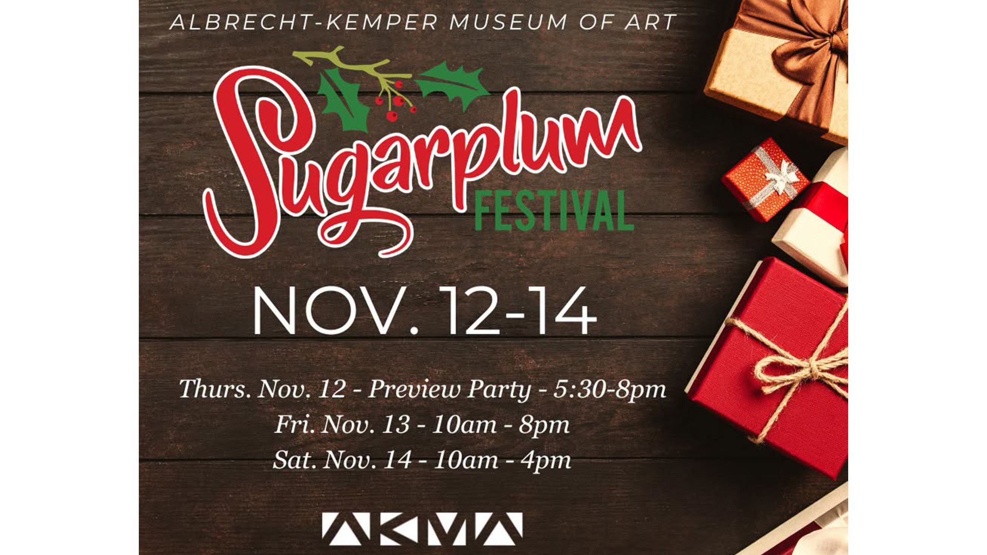 2026 Sugarplum Festival at the Albrecht-Kemper Museum of Art in St. Joseph, Missouri, November 12 through 14.