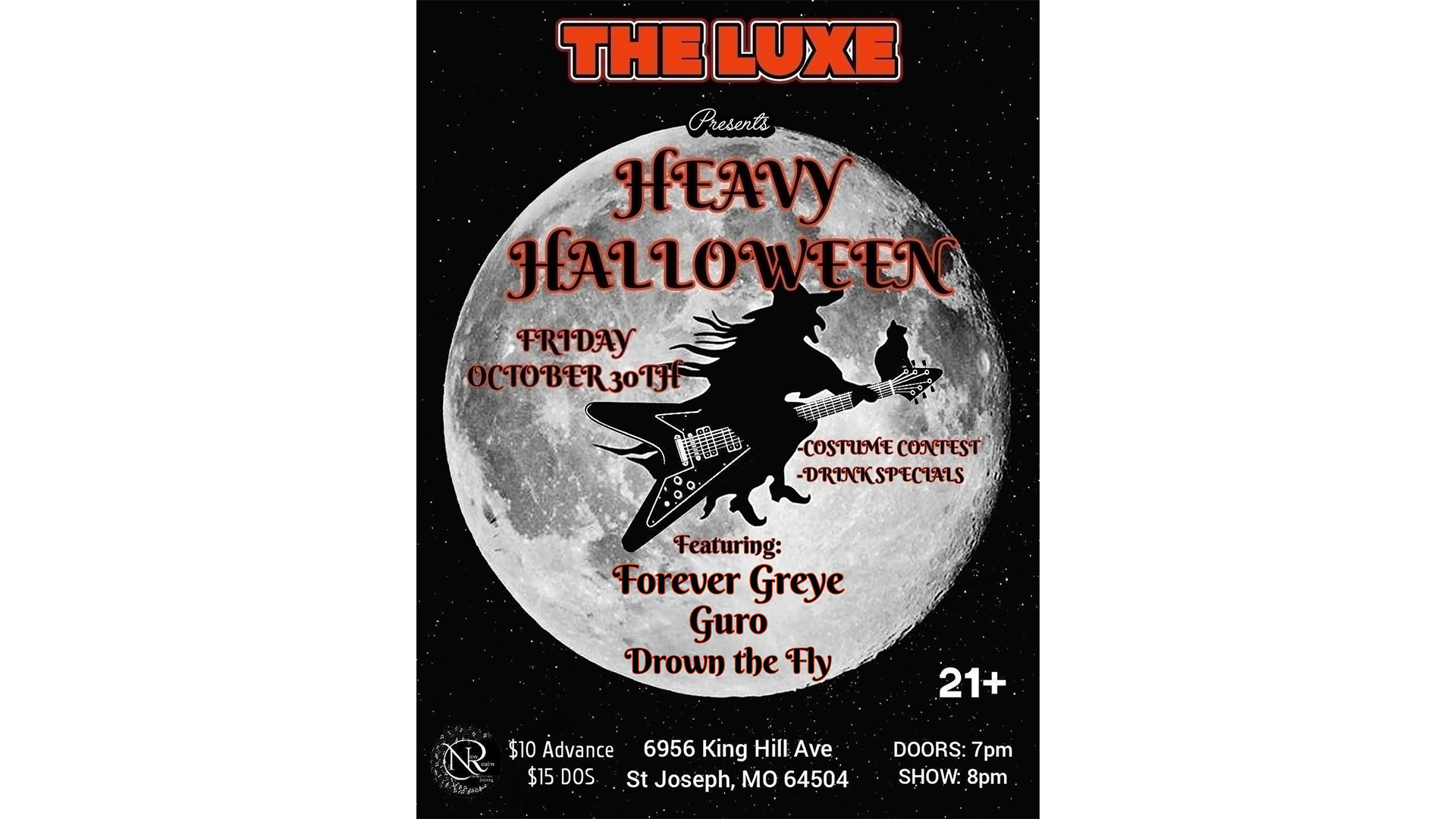 Heavy Halloween at The Luxe featuring Forever Greye, Guro, and Drown the Fly on October 30, 2026.